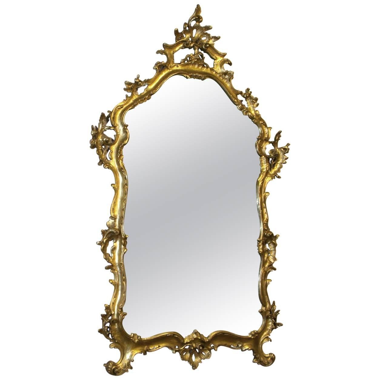 19th Century Italian Giltwood Rococo Mirror