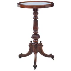 19th Century Victorian Walnut Marble-Top Tripod Table