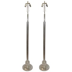 Vintage Pair of Neoclassic Silver Plated Floor Lamps