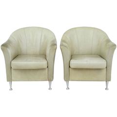 Pair of 1960s Leather Tub Armchairs 1