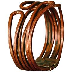 Mid-Century Modern Copper & Sterling Hand Made Modernist Cuff Bracelet Rame