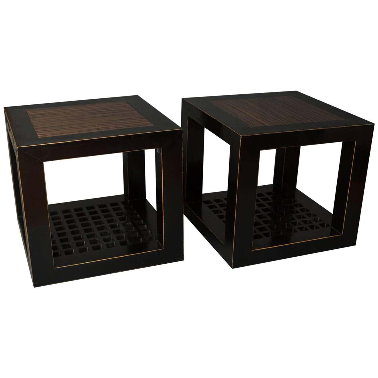 Pair Of Chinese Black Lacquer Cube Tables For Sale At 1stDibs Black pair-of-chinese-black-lacquer-cube-tables-for-sale-at-1stdibs-black