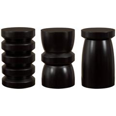 Three Contemporary African Inspired Wood Stools from France 12