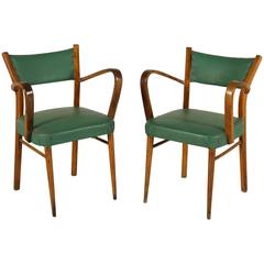 Two Chairs Beech Springs Vegetable Horsehair Leatherette, Italy, 1940s