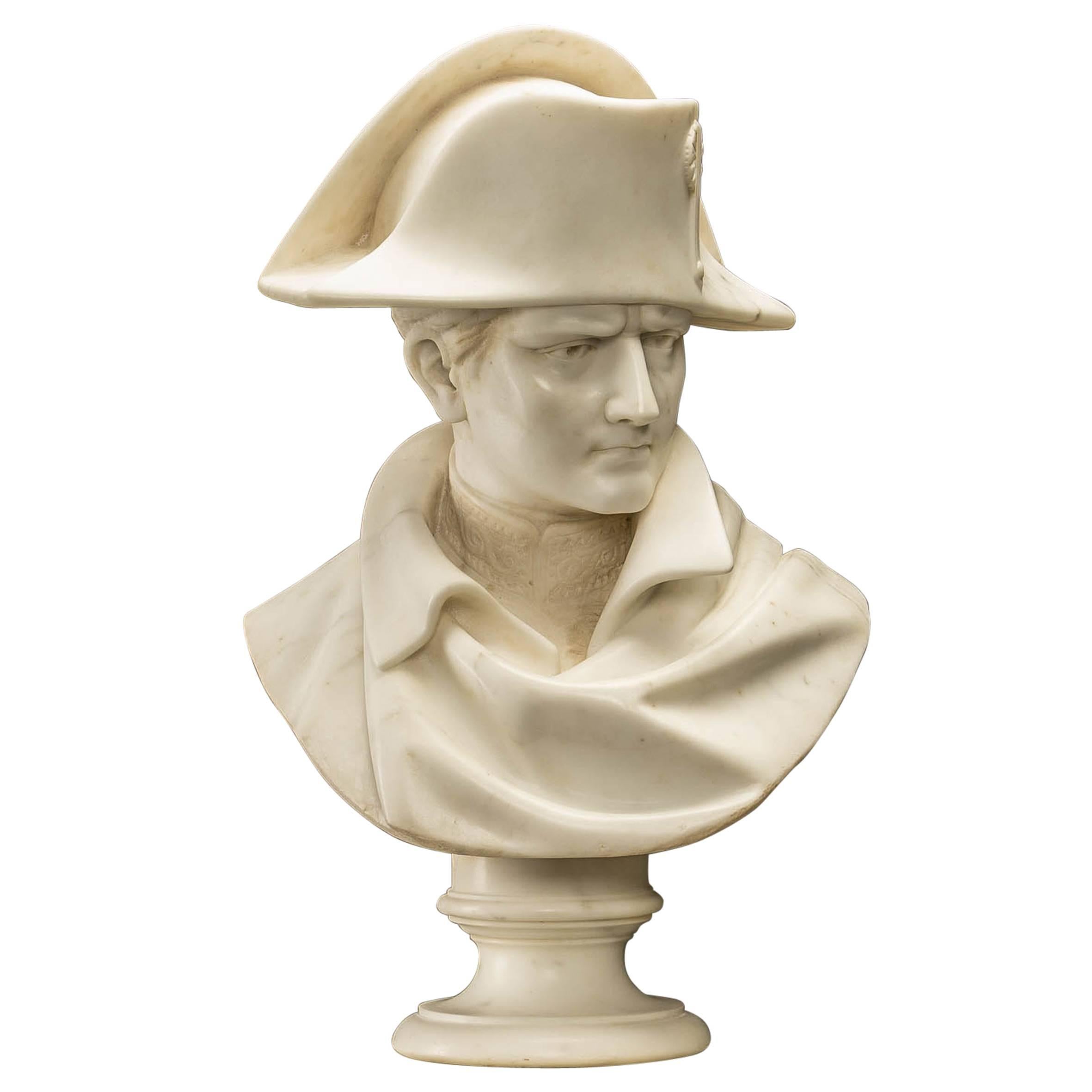 Marble Bust of Napoleon, Signed, on an Original Wood Base