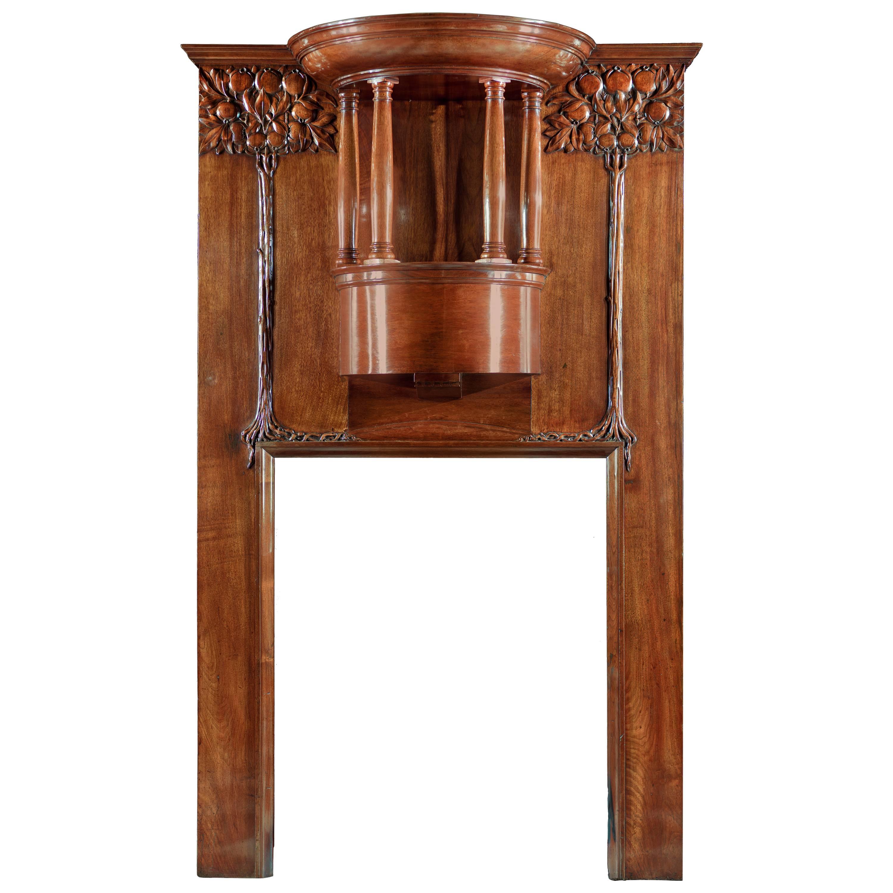 Art Nouveau Walnut Fireplace in the Manner of Charles Harrison Townsend