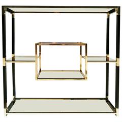 Etagere Brass and Glass Room Divider by Tratys from Italy, 1970s