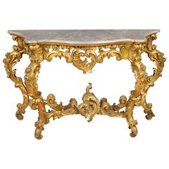 19th Century Console Table Made with Giltwood