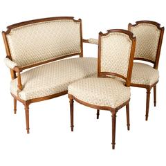 Vintage French Settee with Two Chairs