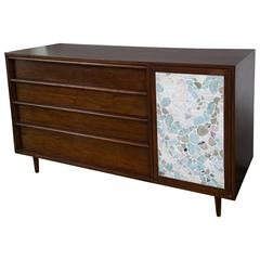 Rare Harvey Probber Eight-Drawer Walnut Credenza with Stone Facade Door