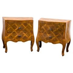 A pair of Italian Fruitwood Marquetry Nightstands