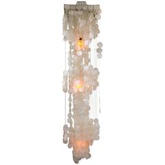 Fantastic Pagoda Canopy Capiz Shell and Amber Light Chime Chandelier