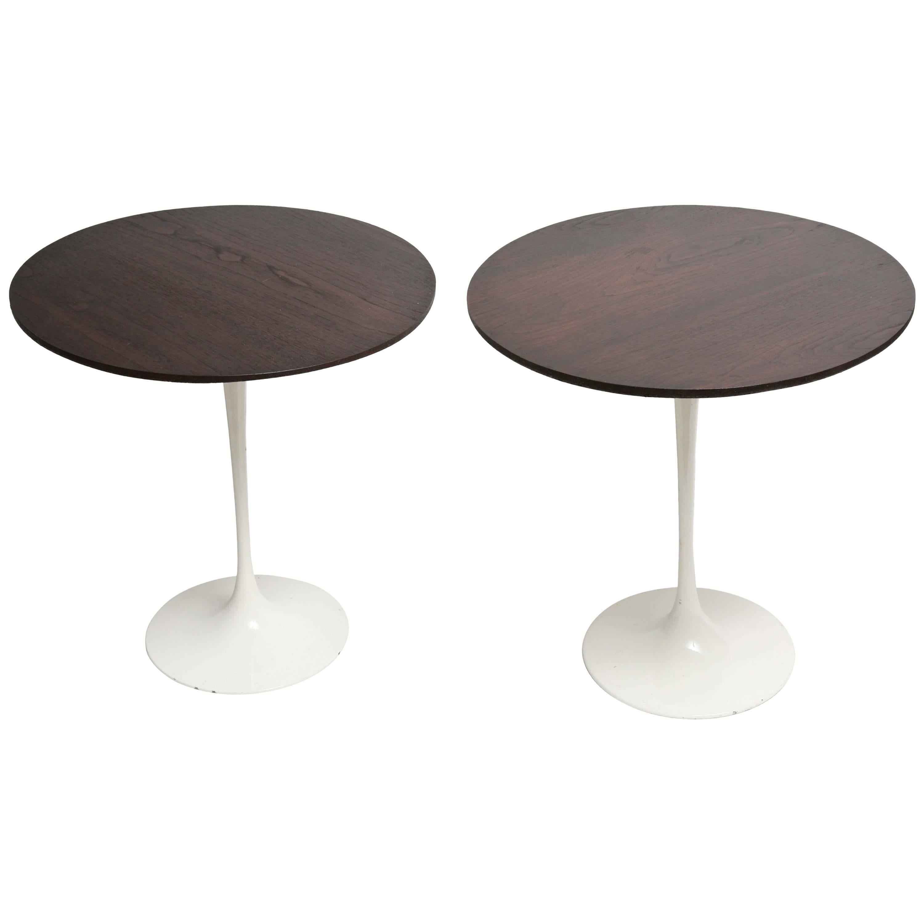 Pair of Mid-Century Modern Knoll Saarinen Tulip Dark Walnut Side / End Tables