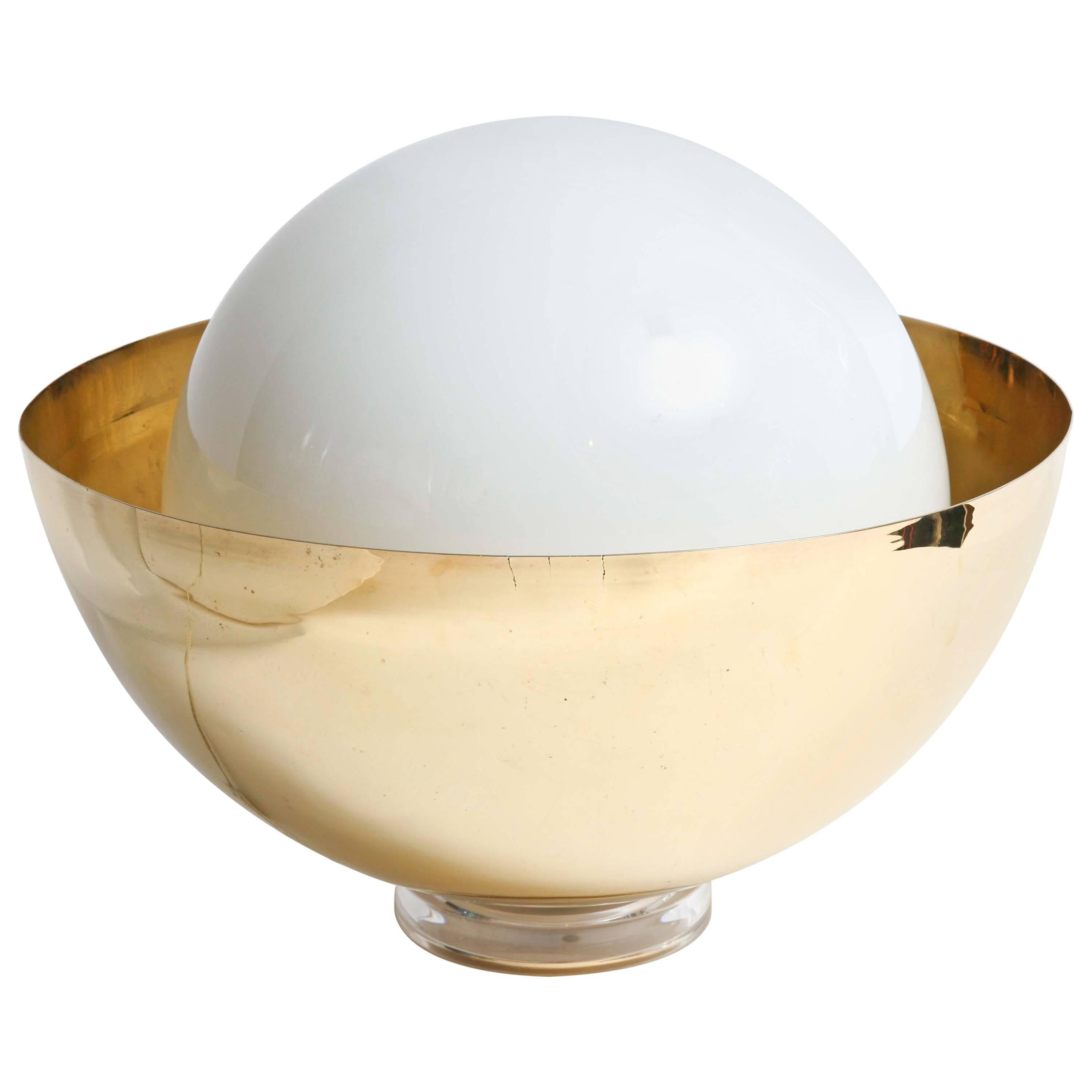 Mid-Century Modern Italian Stilnovo Brass/Glass Globe Table Lamp