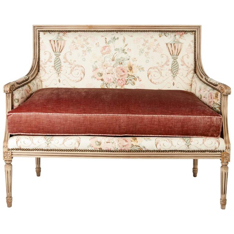 Vintage French Settee with Down Cushion at 1stDibs