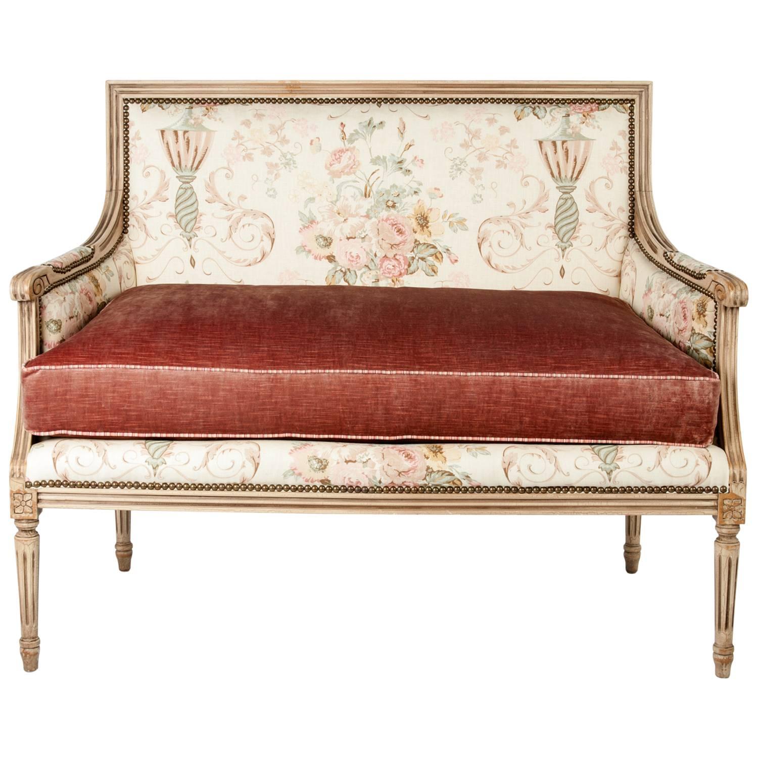 Vintage French Settee with Down Cushion