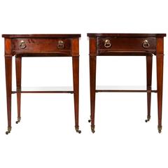 Vintage Pair of Side / End Tables with Leather Top