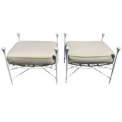Mario Papperzini Rare Pair of Ottomans for Salterini 1