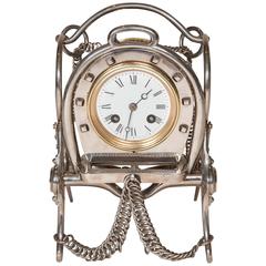 Silver Plated Novelty Clock with Equestrian Motifs by Japy Frères 6