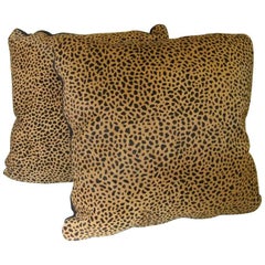 Single or a Pair of Pony Hide Pillows with Exotic Animal Print