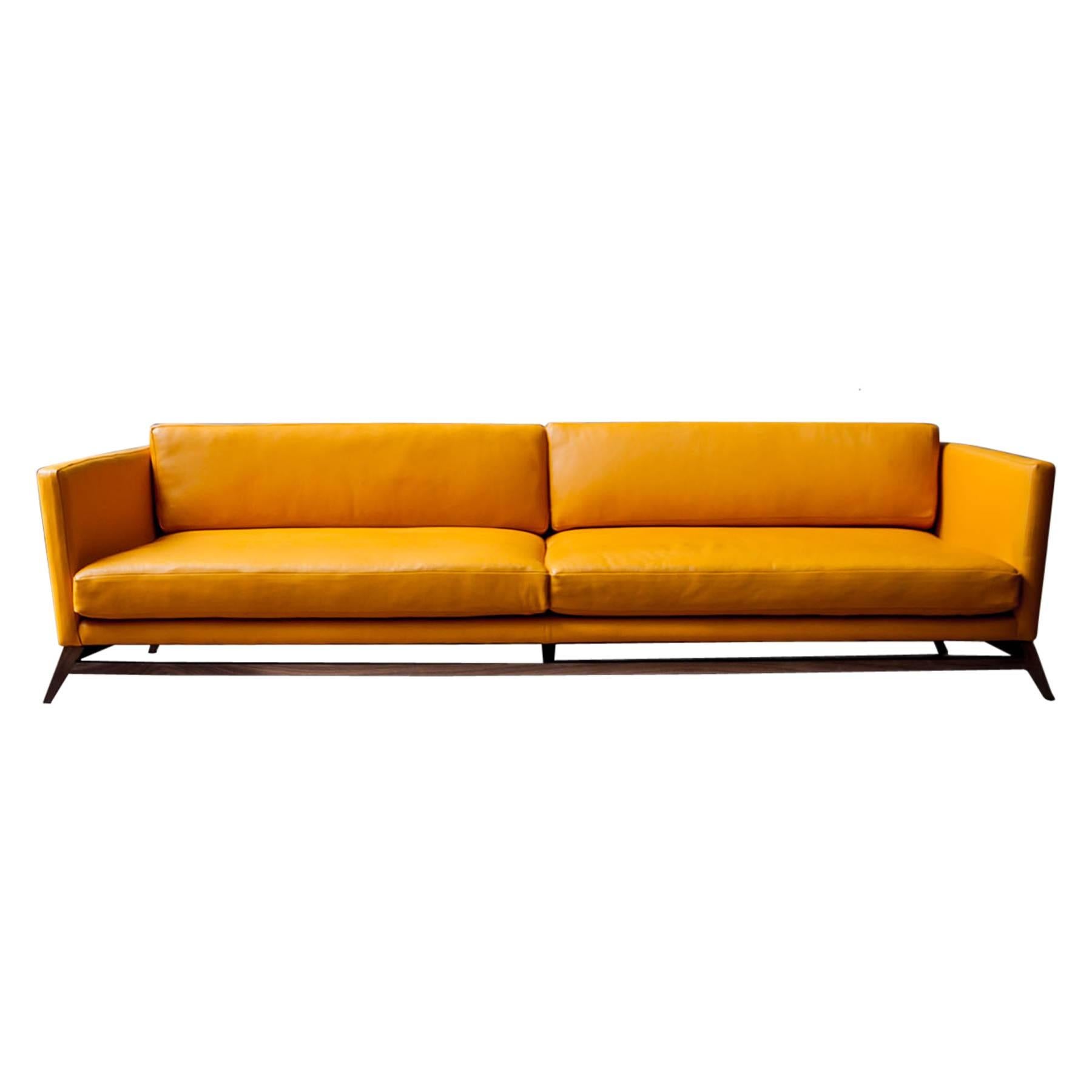 Luteca Eclipse Sofa Handcrafted in Mexico with Wood and Leather (Modern Design)