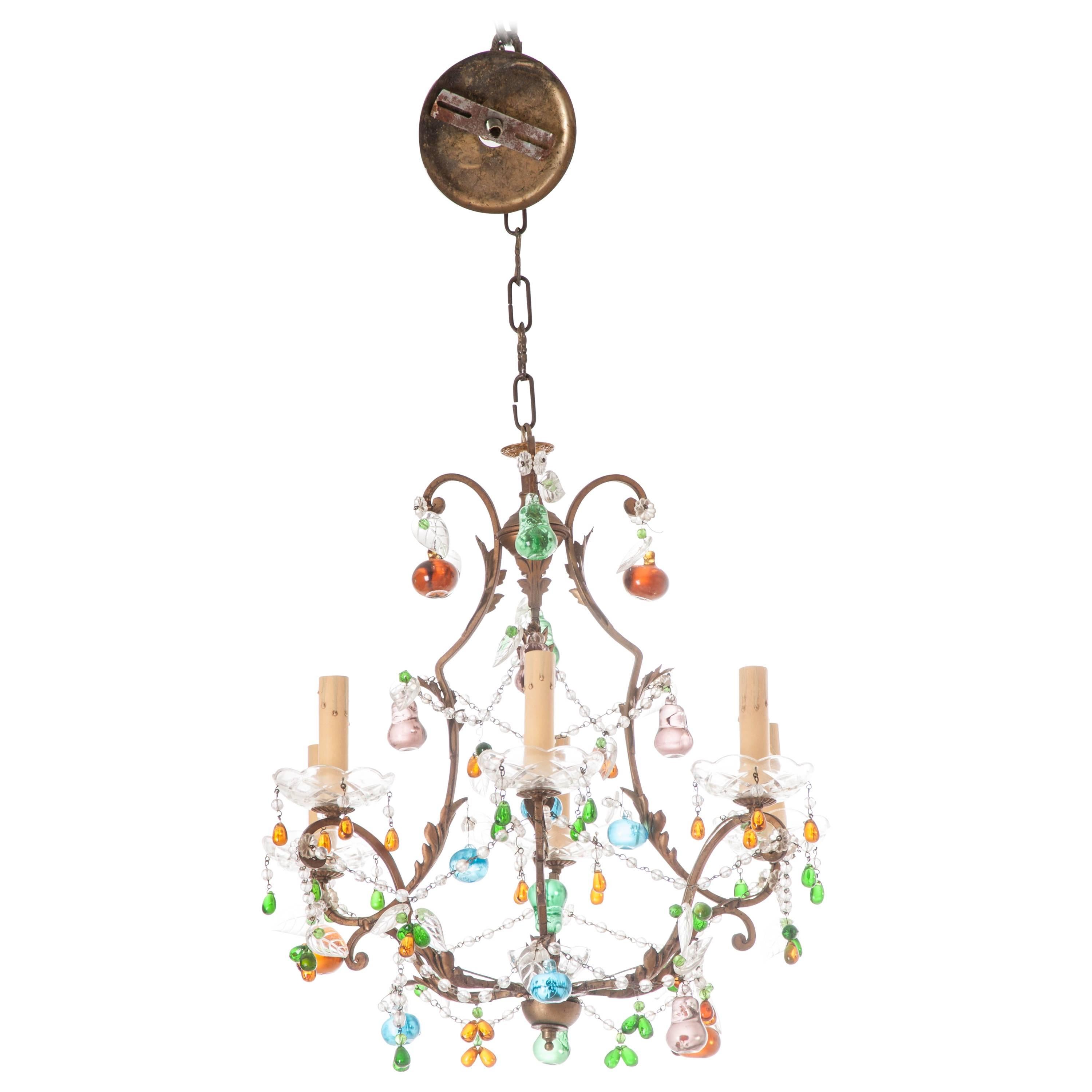 French 19th Century Multicolor Crystal Chandelier