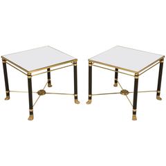 Pair of French End Tables in Brass and Glass