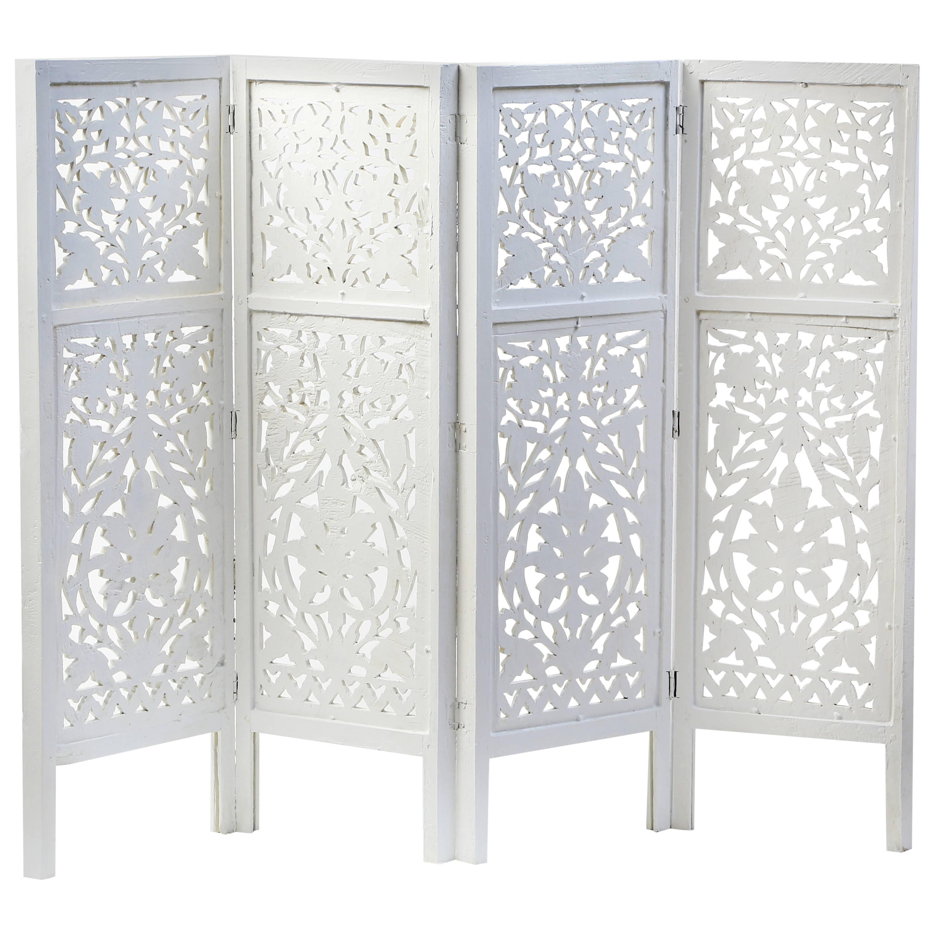 Carved Four-Panel Folding Table Screen