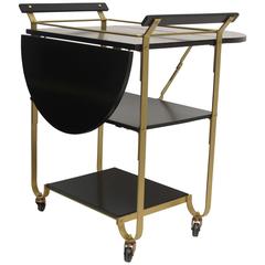 Mid-20th Century Brass Bar Cart 1