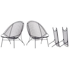 LAST PAIR John Salterini Patio Chaise Lounge Chairs, Removable Footrest. Black.