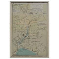 Vintage Framed Map of Salcombe River, South Devon Published in 1946