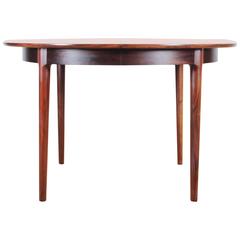 Mid-Century Modern Danish Extendable Round Dining Table in Rio Rosewood