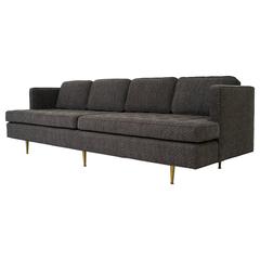 Classic Edward Wormley for Dunbar Modernist Sofa with Brass Legs and New Fabric