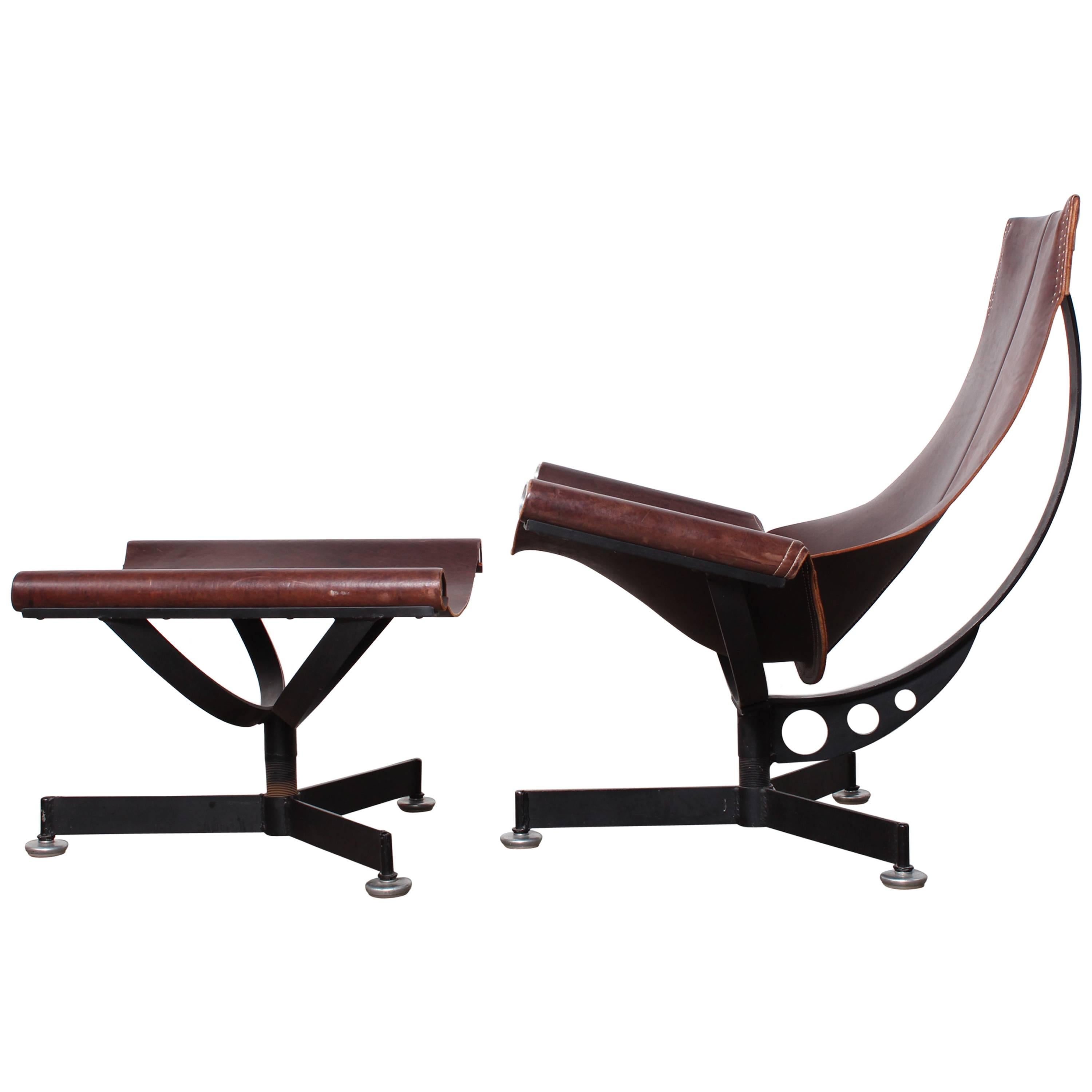 Leather Lounge Chair and Ottoman by Max Gottschalk