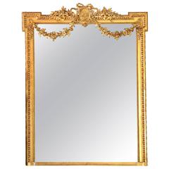 Very Large French Louis XV Style Giltwood Framed Mirror