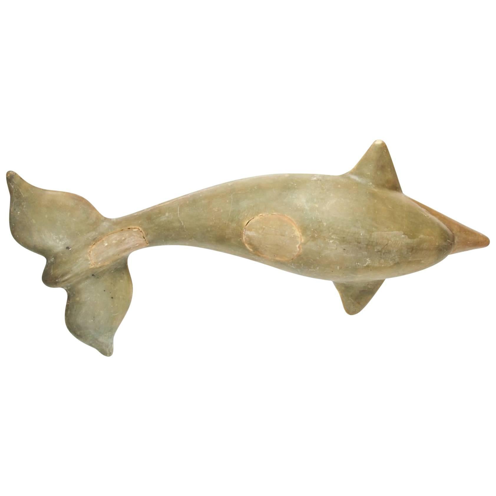 Life Size Vintage Folk Art Dolphin Sculpture For Sale