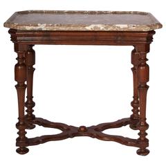 Henry III Style Oak Side Table with Shaped Marble Top 11