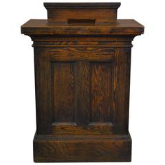 Antique 1920 Oak Lectern or Hostess Stand