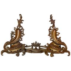 French Louis XV Style Bronze Chenets and Fender