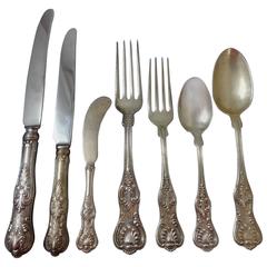 Antique King by Dominick 
Haff Sterling Silver Dinner Flatware Set Service 87 Pieces