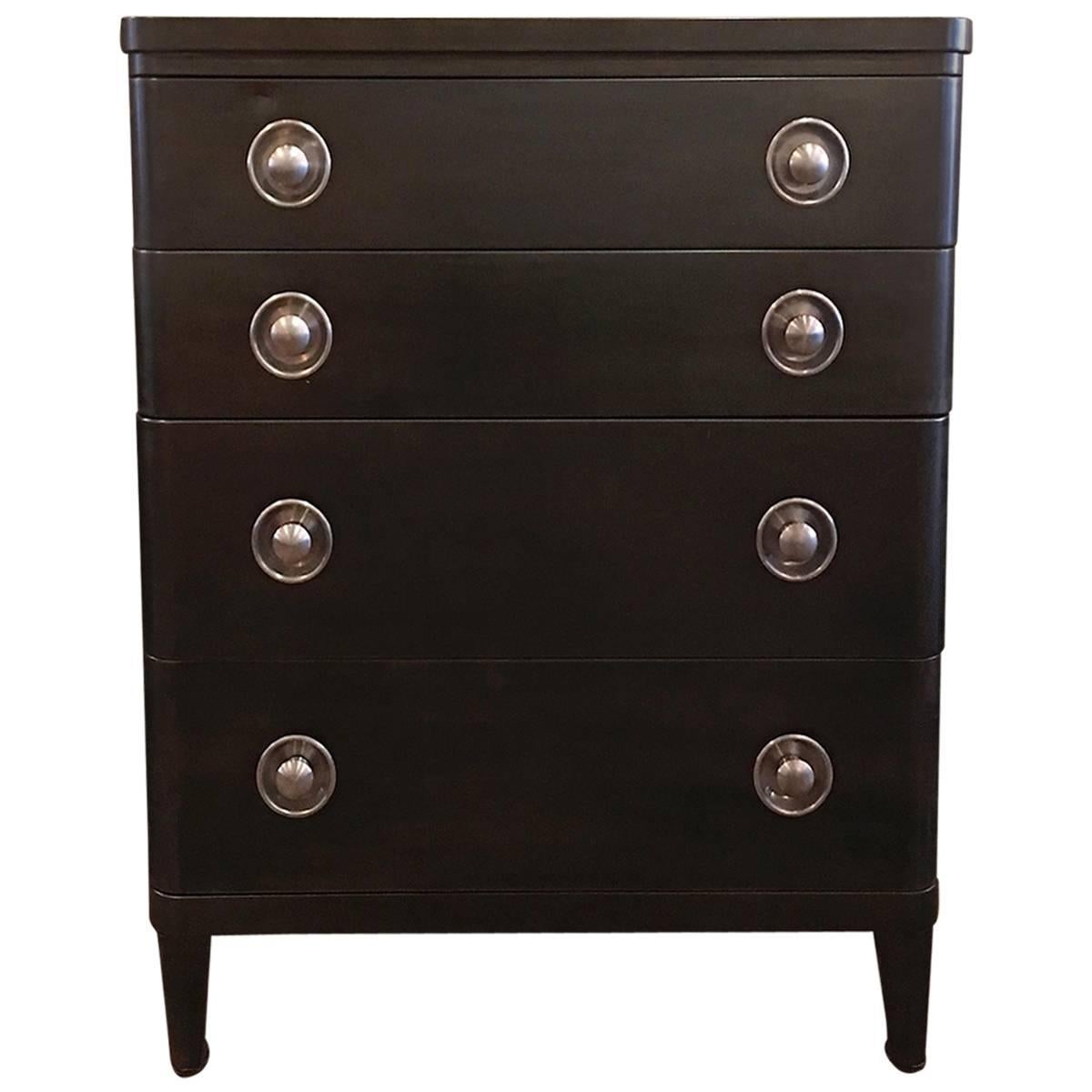 Gunmetal Finish Steel Highboy Dresser by Norman Bel Geddes for Simmons