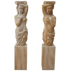 Pair of Carved Wood Pedestals