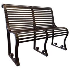 Antique Late 19th Century Victorian Wrought Iron Park Bench