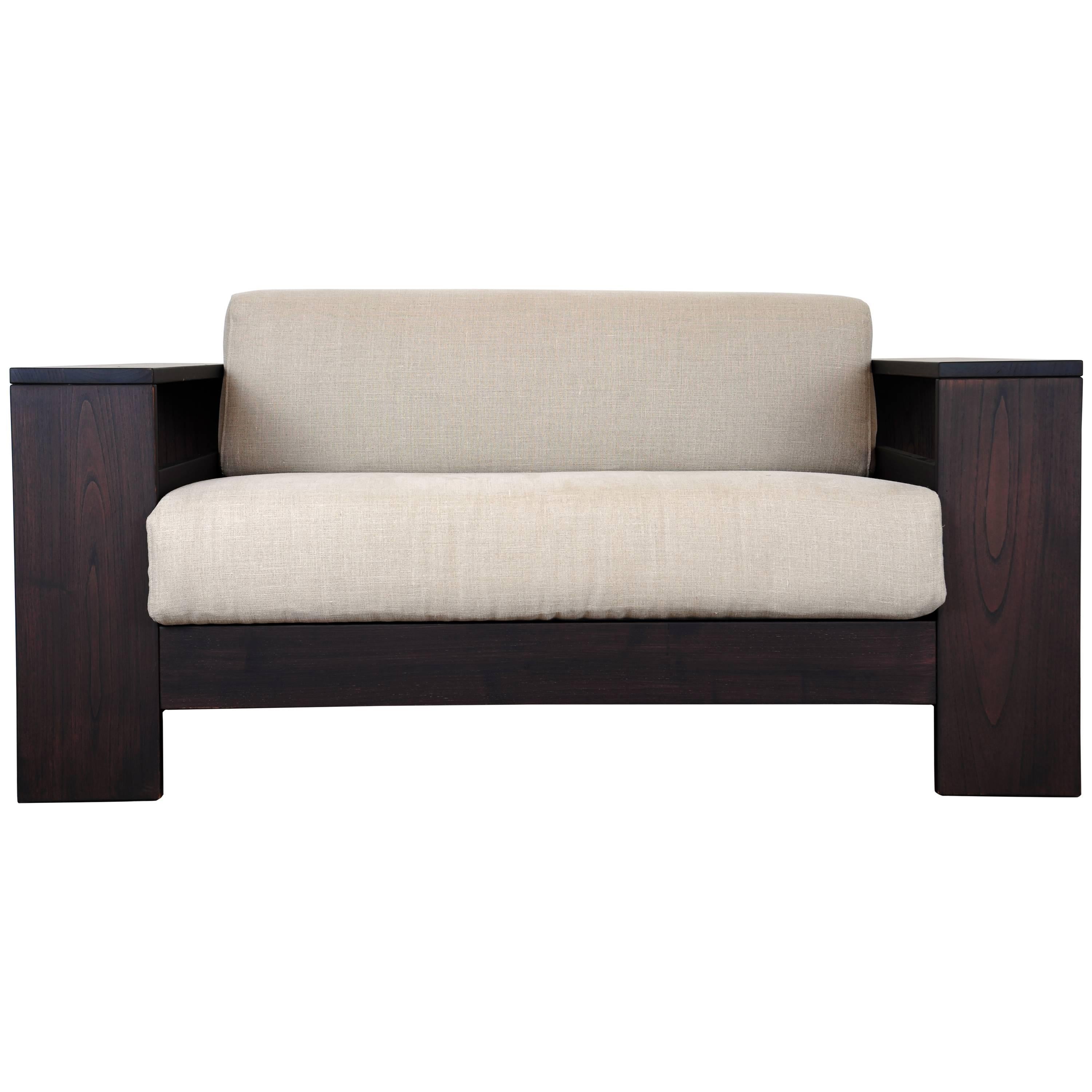Modern Solid Chestnut Wood Sofa by Michelangeli, Italy For Sale