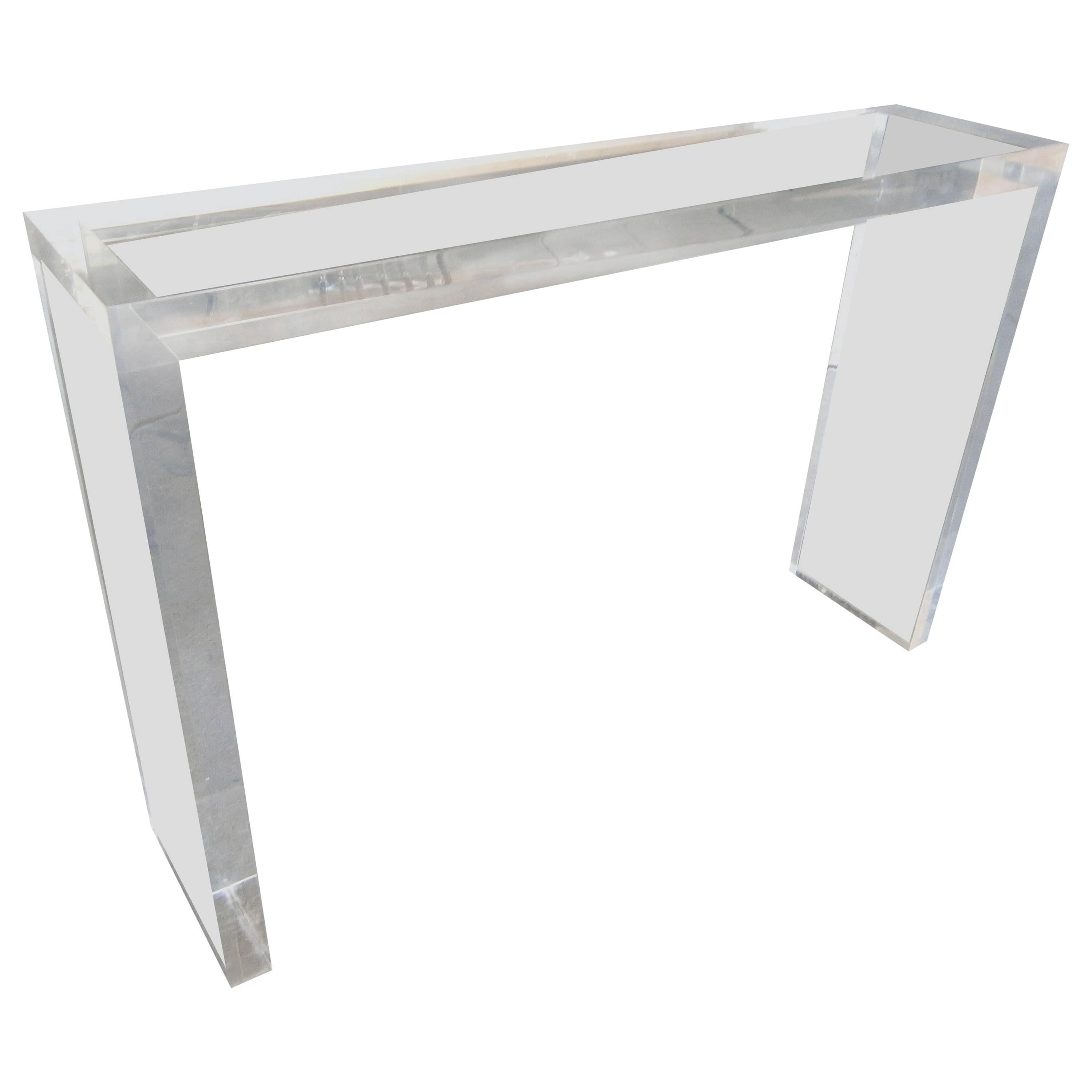 Minimalist Custom-Made Thick Lucite Console Table by Carmichael