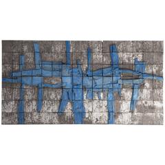 Stan Bitters Large-Scale Ceramic Mural, "Big Blue" Wall-Mounted Sculpture