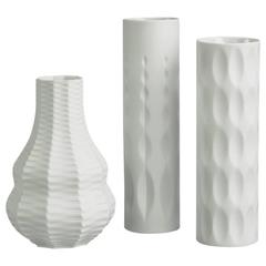 Three Vases with Matte White Glaze by Heutschenreuther