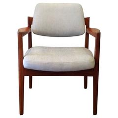 Mid-Century Modern Teak Upholstered Armchair by Jens Risom