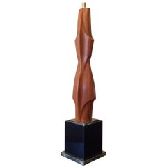 Mid-Century Modern Sculptural Mahogany Table Lamp By Laurel