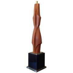 Mid-Century Modern Sculptural Mahogany Table Lamp 2
